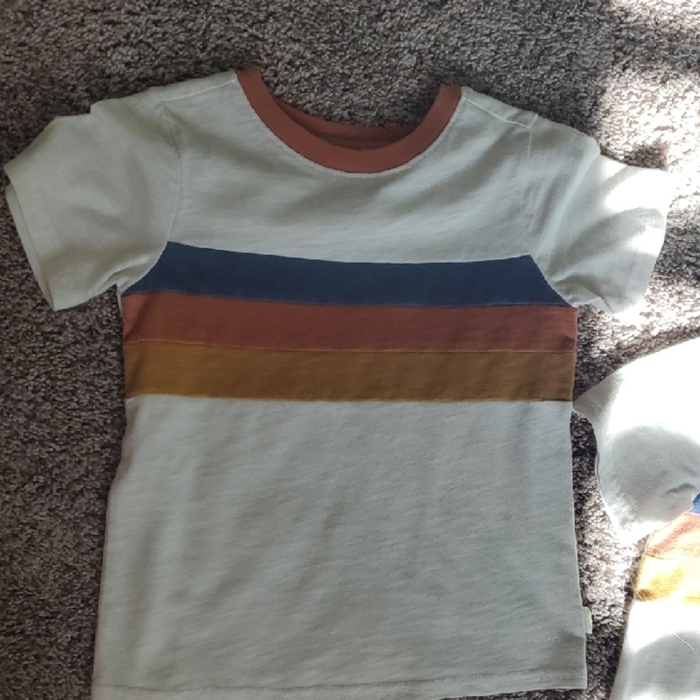 Kids' Striped T-Shirt - White, Blue, and Brown